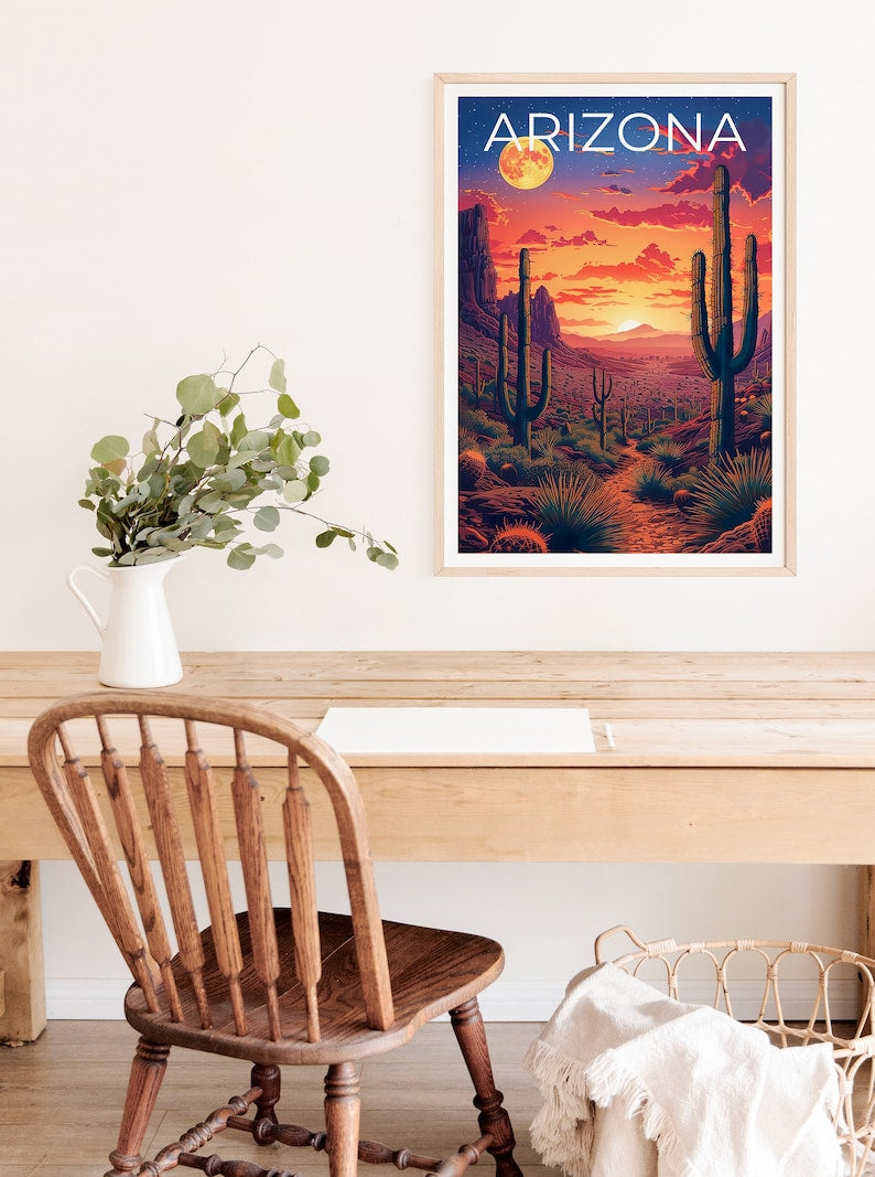 Arizona Poster, Arizona Print, Desert Poster, Desert Print, Arizona Travel Poster, Cactus Poster, Arizona Art