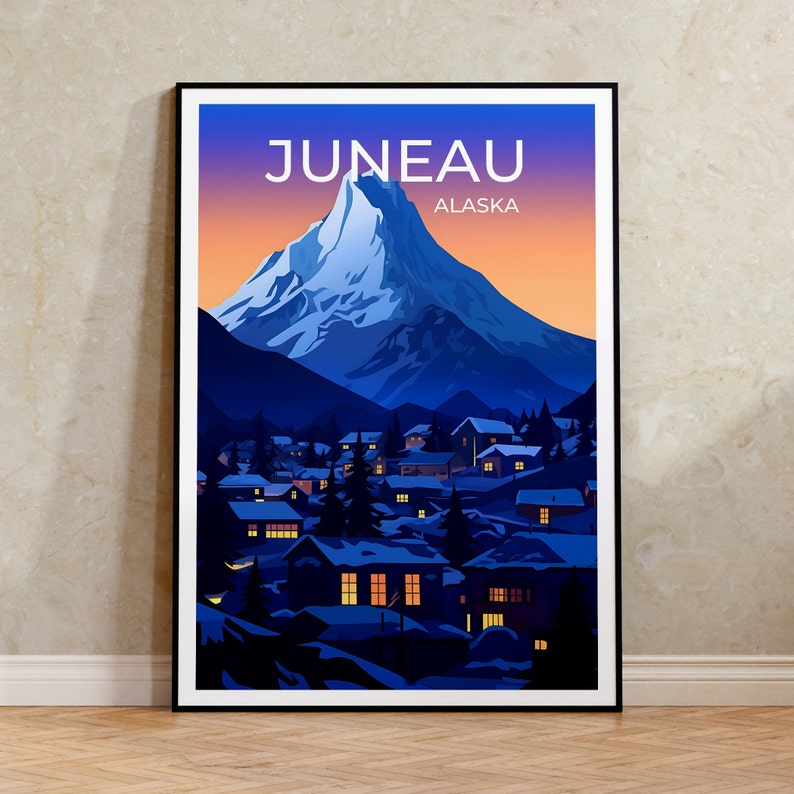 Juneau Travel Poster, Alaska Wall Art, Alaska Print, Juneau Poster, Juneau Art, City Poster, Wall Decor