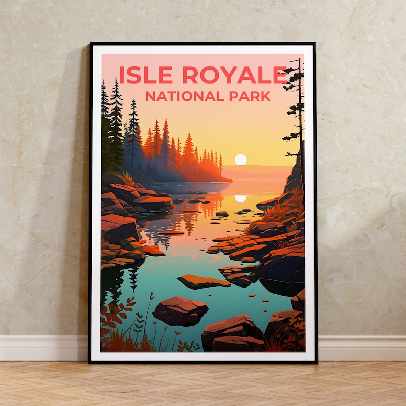 Isle Royale Travel Poster, Michigan Wall Art, Michigan Print, Isle Royale Poster, Michigan Poster, Nature Poster, Isle Royale Art