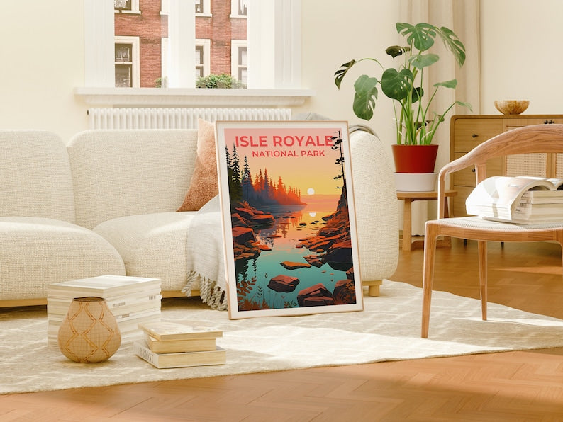 Isle Royale Travel Poster, Michigan Wall Art, Michigan Print, Isle Royale Poster, Michigan Poster, Nature Poster, Isle Royale Art