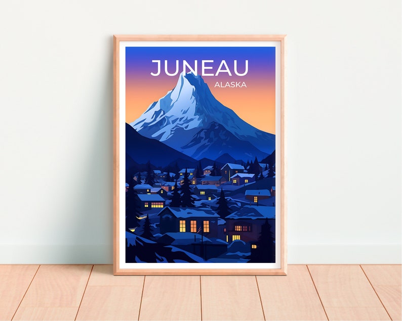 Juneau Travel Poster, Alaska Wall Art, Alaska Print, Juneau Poster, Juneau Art, City Poster, Wall Decor