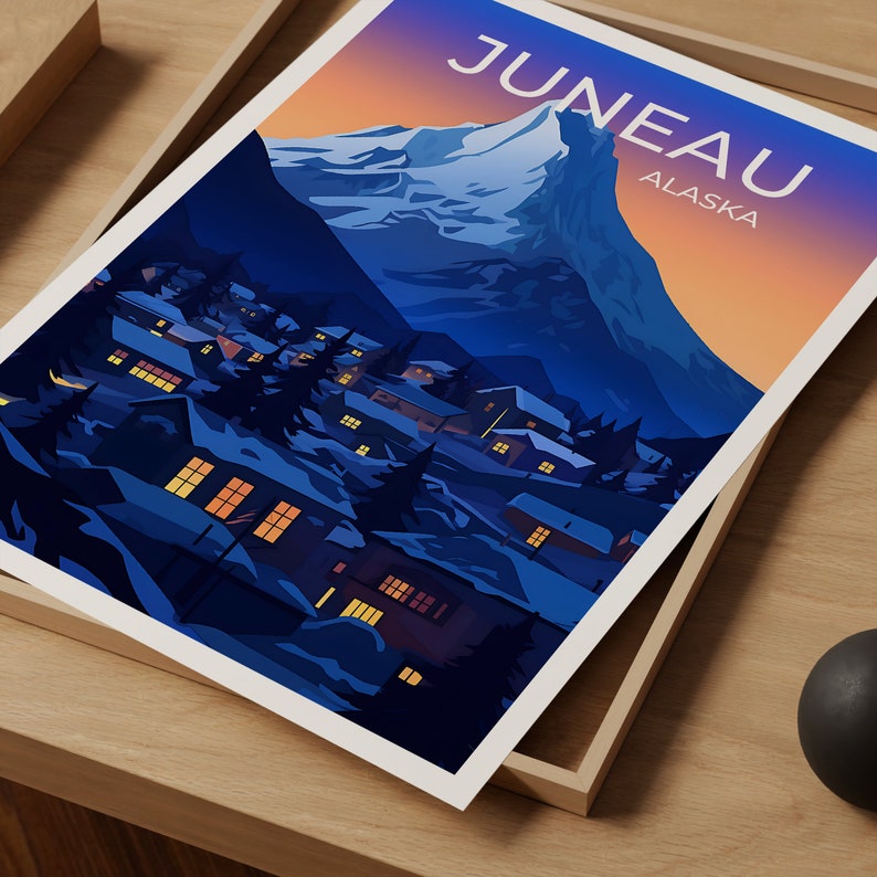 Juneau Travel Poster, Alaska Wall Art, Alaska Print, Juneau Poster, Juneau Art, City Poster, Wall Decor