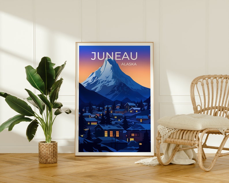 Juneau Travel Poster, Alaska Wall Art, Alaska Print, Juneau Poster, Juneau Art, City Poster, Wall Decor