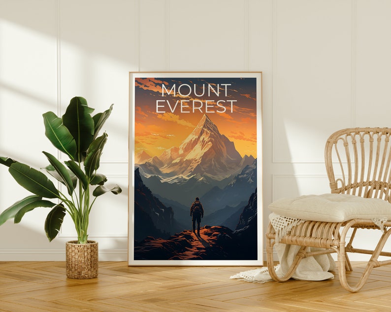 Mount Everest Travel Poster, Himalayas Wall Art, Himalayas Print, Mount Everest Poster, Himalayas Poster, Nature Poster, Mount Everest Art