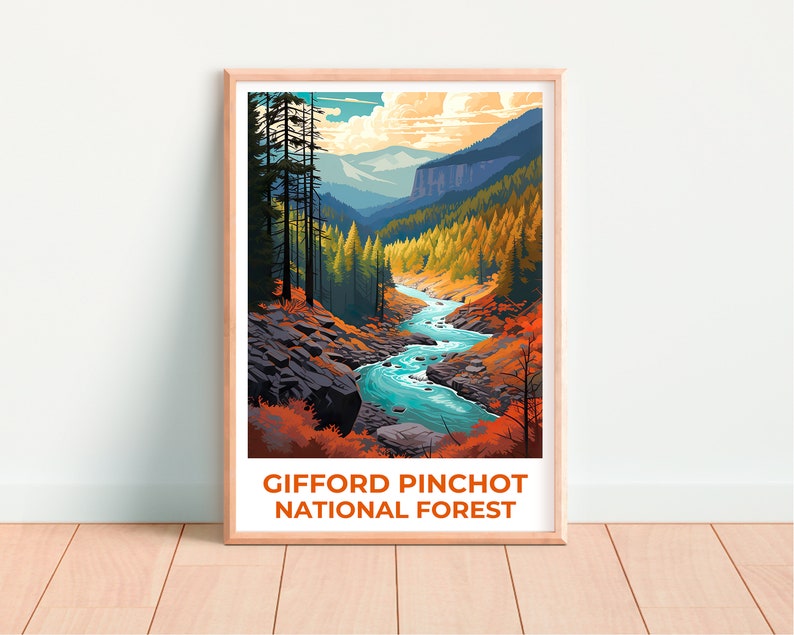 Gifford Pinchot National Forest Travel Poster, Washington Wall Art, Washington Print, Gifford Pinchot National Forest Poster, Nature Poster