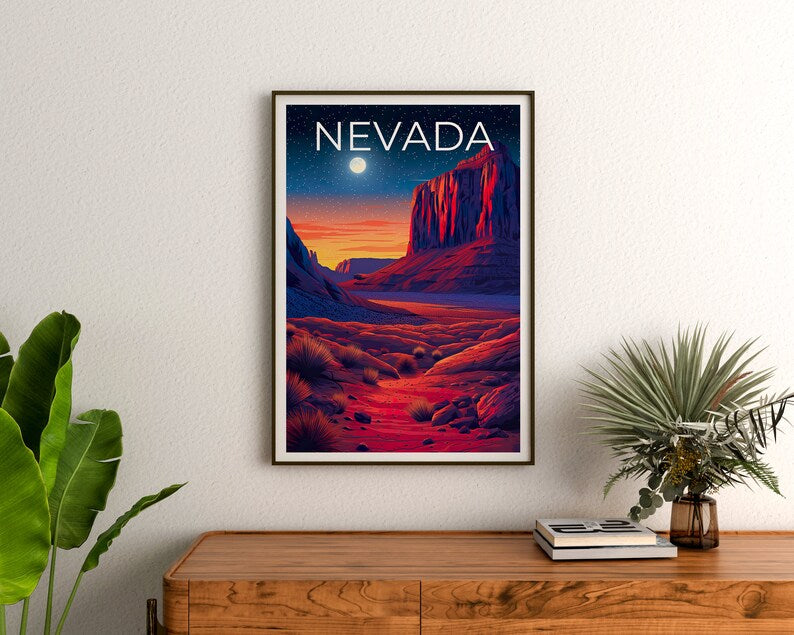 Nevada Travel Poster, Desert Wall Art, Desert Print, Nevada Poster, Desert Poster, Nature Poster, Nevada Art