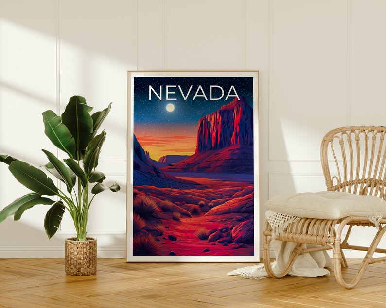 Nevada Travel Poster, Desert Wall Art, Desert Print, Nevada Poster, Desert Poster, Nature Poster, Nevada Art
