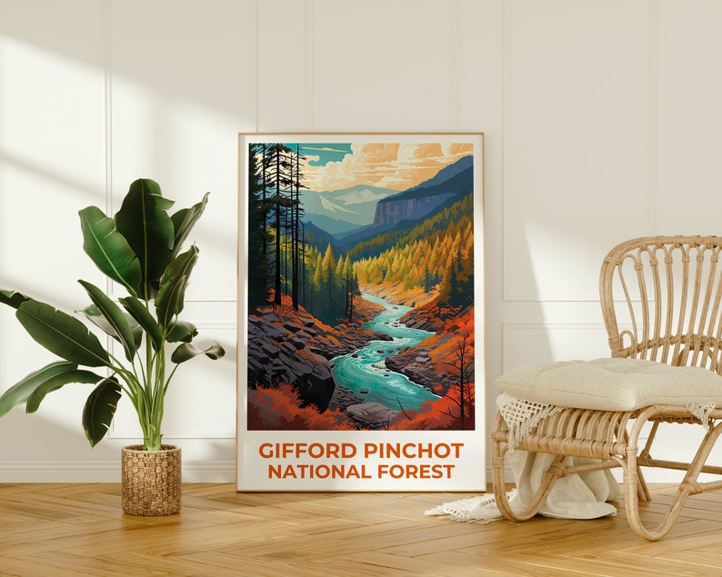 Gifford Pinchot National Forest Travel Poster, Washington Wall Art, Washington Print, Gifford Pinchot National Forest Poster, Nature Poster