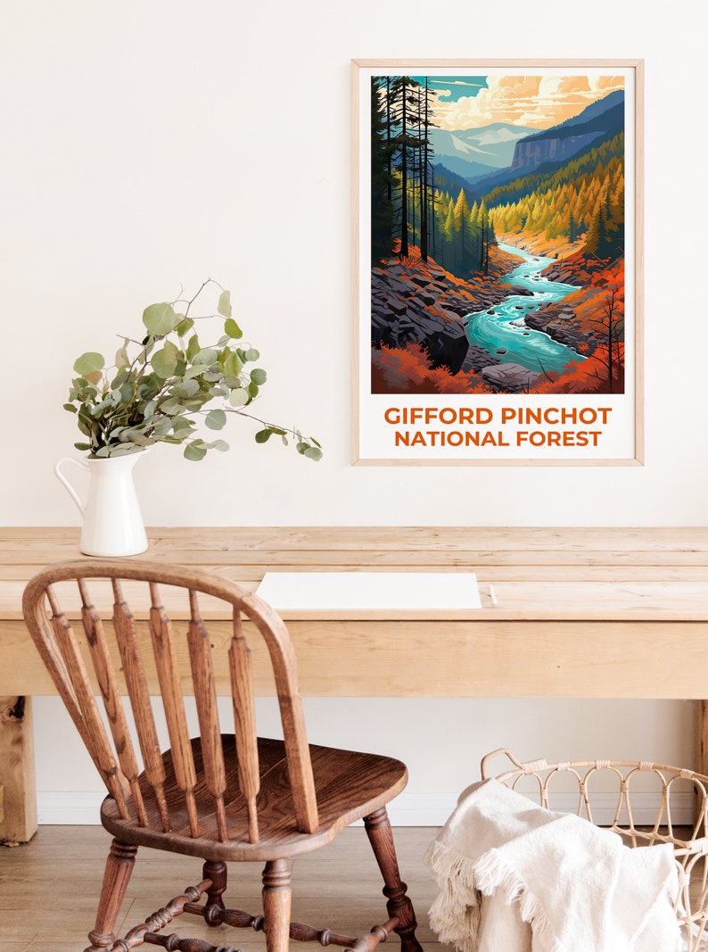 Gifford Pinchot National Forest Travel Poster, Washington Wall Art, Washington Print, Gifford Pinchot National Forest Poster, Nature Poster