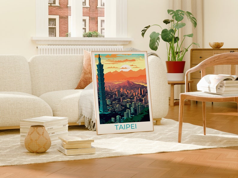 Taipei Travel Poster, Taiwan Wall Art, Taiwan Print, Taiwan Poster, Taipei Art, Asia Poster, Poster Art, Wall Decor