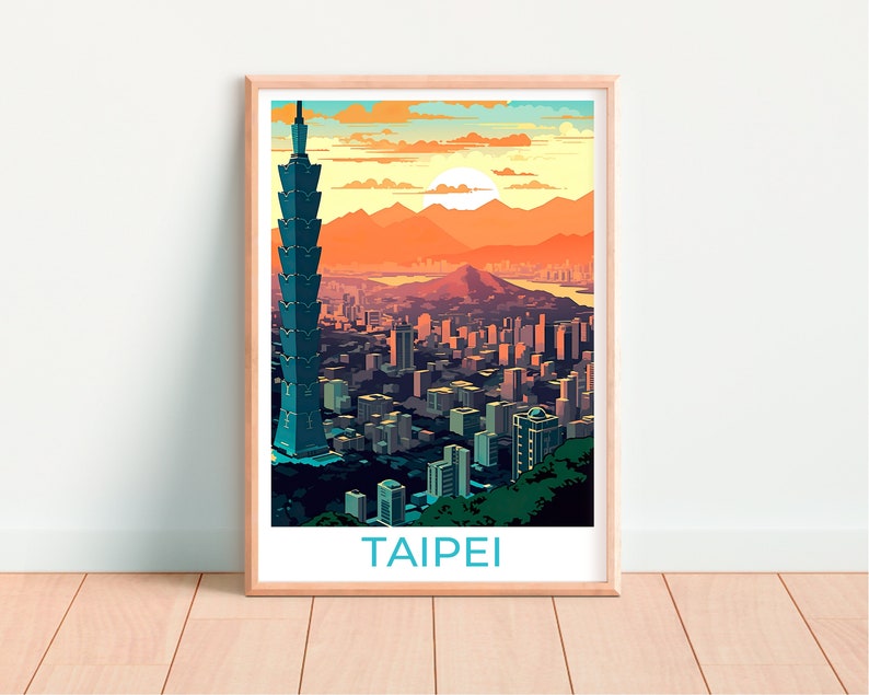 Taipei Travel Poster, Taiwan Wall Art, Taiwan Print, Taiwan Poster, Taipei Art, Asia Poster, Poster Art, Wall Decor