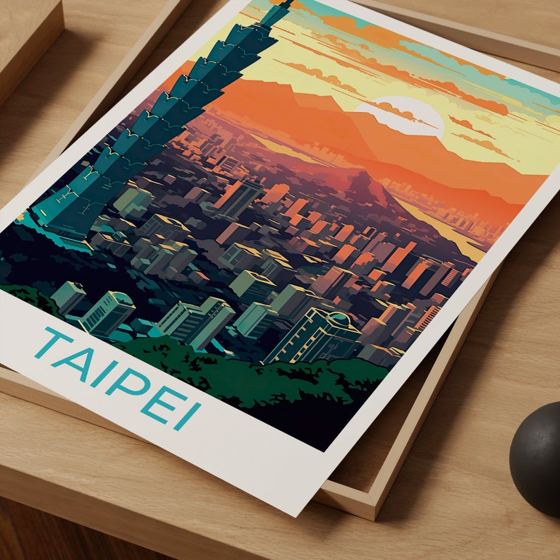 Taipei Travel Poster, Taiwan Wall Art, Taiwan Print, Taiwan Poster, Taipei Art, Asia Poster, Poster Art, Wall Decor