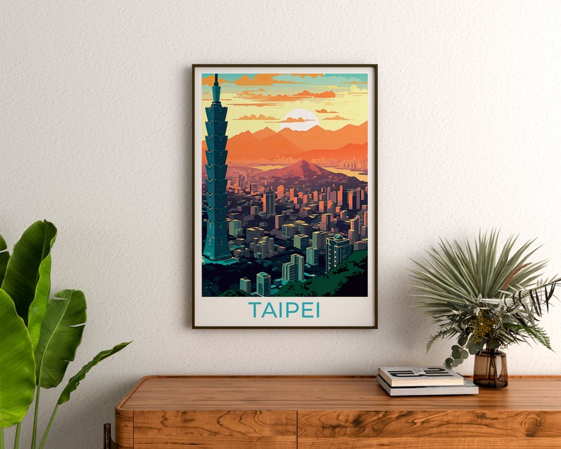 Taipei Travel Poster, Taiwan Wall Art, Taiwan Print, Taiwan Poster, Taipei Art, Asia Poster, Poster Art, Wall Decor