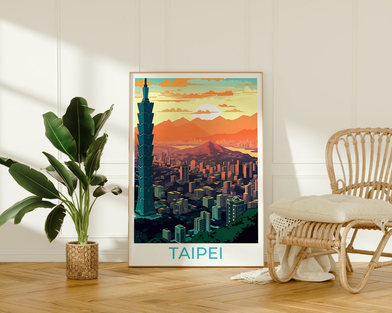 Taipei Travel Poster, Taiwan Wall Art, Taiwan Print, Taiwan Poster, Taipei Art, Asia Poster, Poster Art, Wall Decor