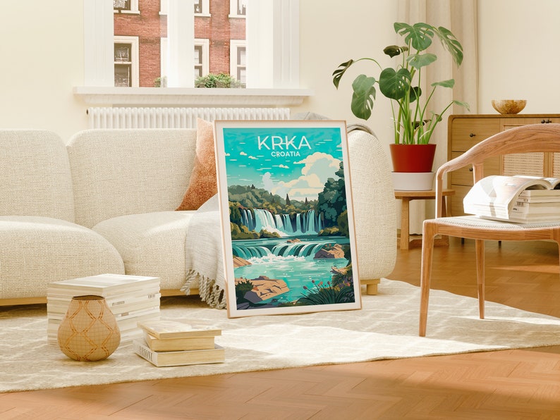 Krka Travel Poster, Croatia Wall Art, Krka Print, Krka Poster, Croatia Art, Europe Poster, Poster Art, Wall Decor