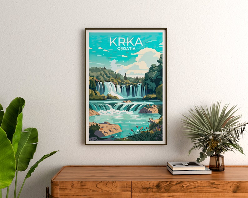 Krka Travel Poster, Croatia Wall Art, Krka Print, Krka Poster, Croatia Art, Europe Poster, Poster Art, Wall Decor