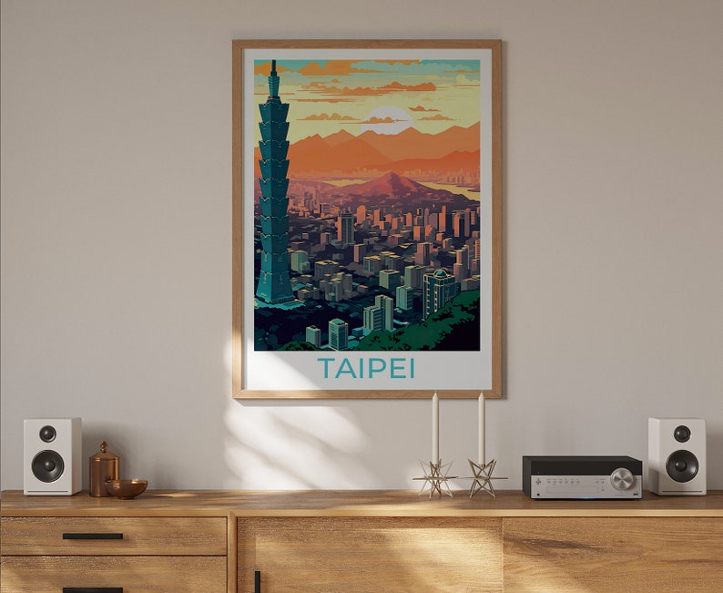 Taipei Travel Poster, Taiwan Wall Art, Taiwan Print, Taiwan Poster, Taipei Art, Asia Poster, Poster Art, Wall Decor