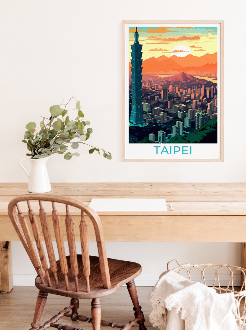 Taipei Travel Poster, Taiwan Wall Art, Taiwan Print, Taiwan Poster, Taipei Art, Asia Poster, Poster Art, Wall Decor