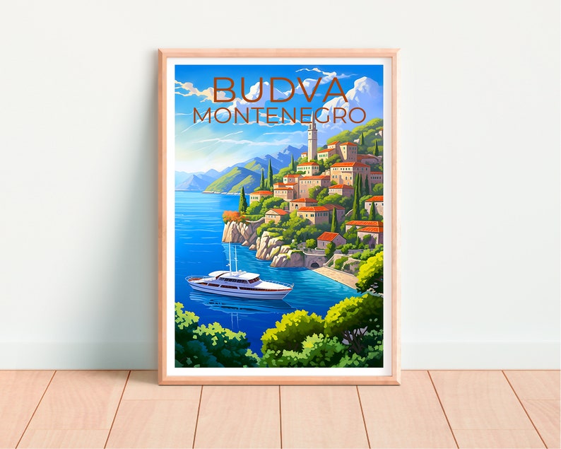 Budva Poster, Budva Print, Montenegro Art, Montenegro Print, Budva Travel Poster, Europe Poster, Montenegro Gift