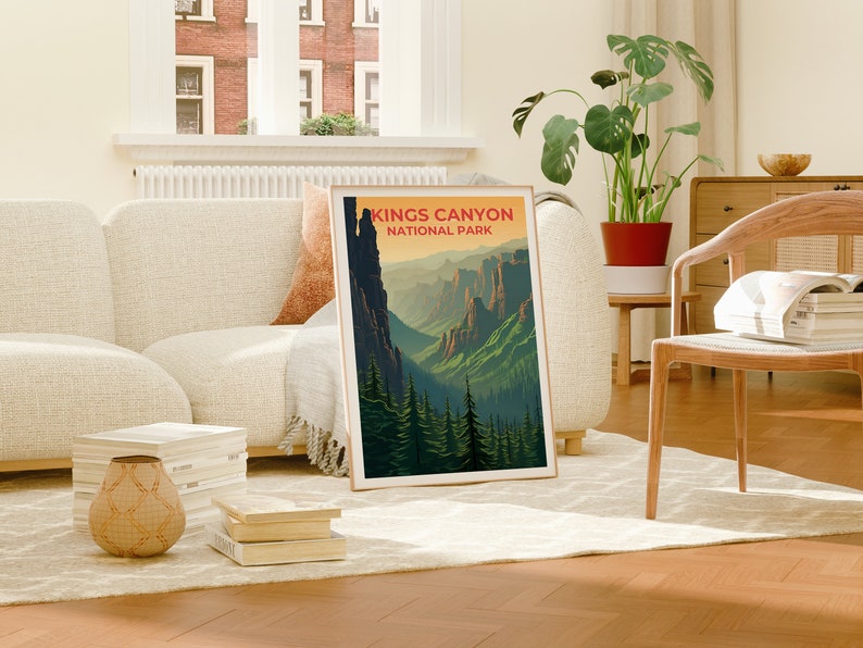 Affiche de voyage Kings Canyon, art mural de Californie, impression de Californie, affiche Kings Canyon, affiche de nature sauvage, affiche de nature, art de Kings Canyon