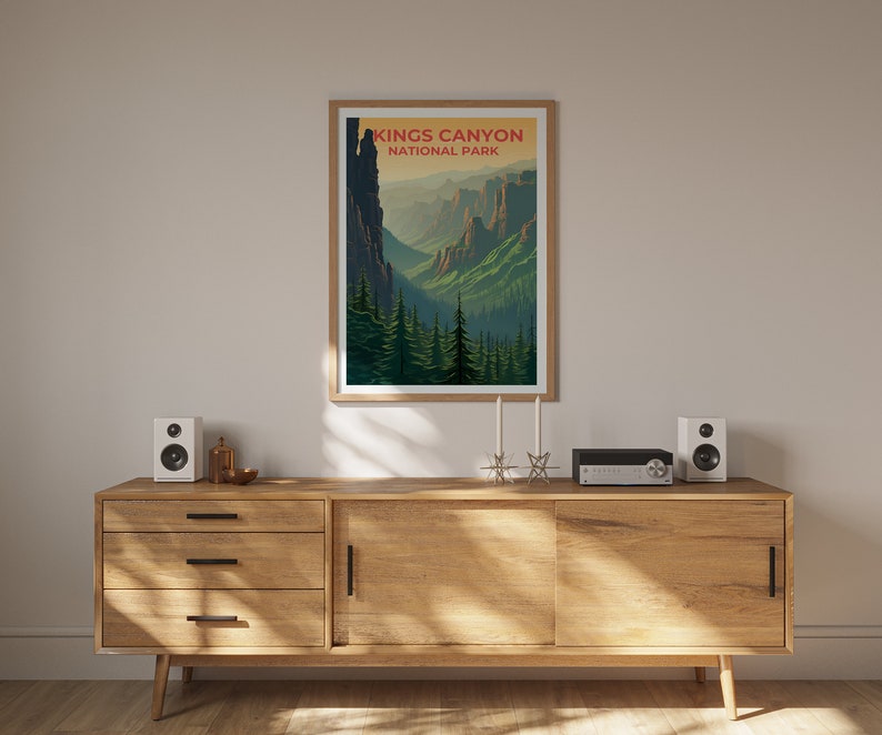 Affiche de voyage Kings Canyon, art mural de Californie, impression de Californie, affiche Kings Canyon, affiche de nature sauvage, affiche de nature, art de Kings Canyon