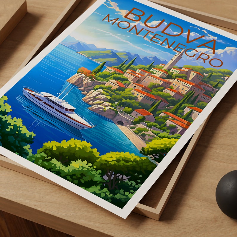 Budva Poster, Budva Print, Montenegro Art, Montenegro Print, Budva Travel Poster, Europe Poster, Montenegro Gift
