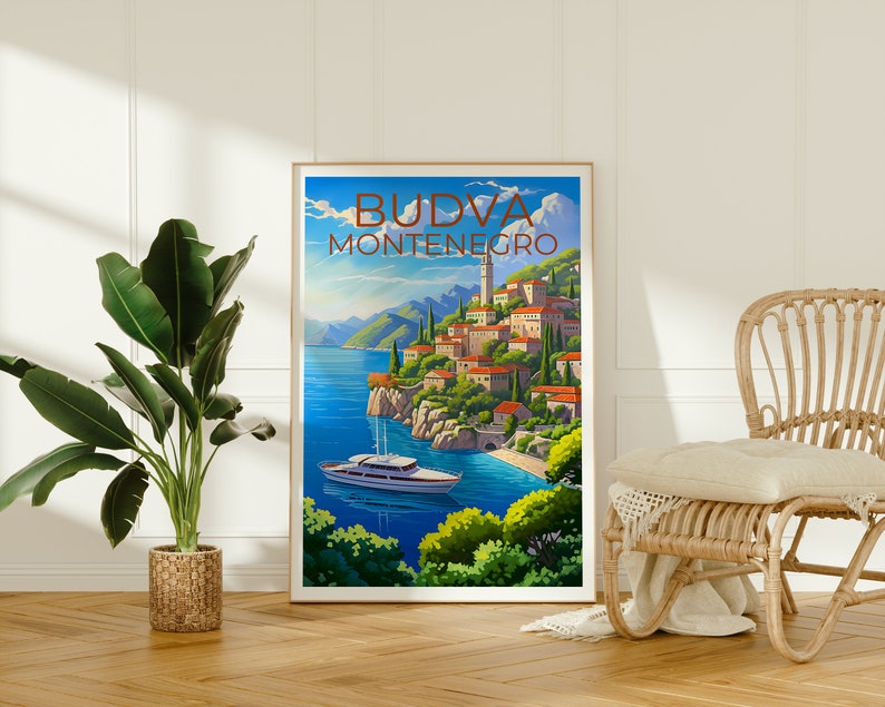 Budva Poster, Budva Print, Montenegro Art, Montenegro Print, Budva Travel Poster, Europe Poster, Montenegro Gift