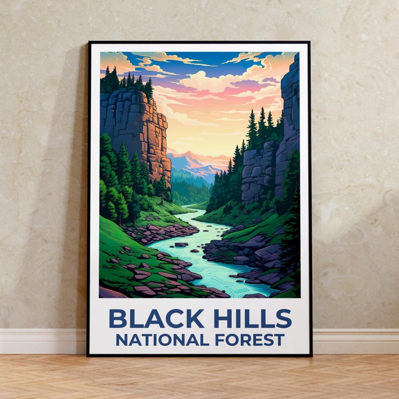 Black Hills National Forest Poster, South Dakota Travel Print, Forest Art, Black Hills Print, South Dakota Poster