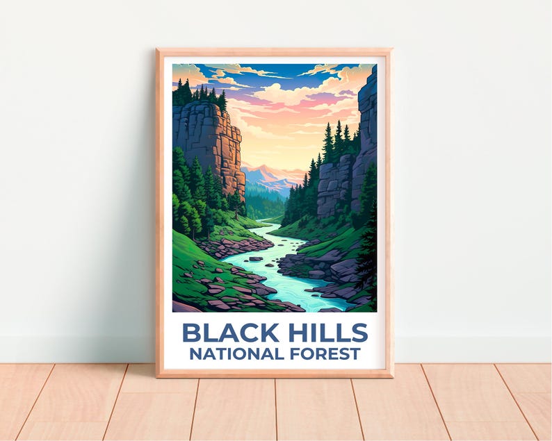 Black Hills National Forest Poster, South Dakota Travel Print, Forest Art, Black Hills Print, South Dakota Poster