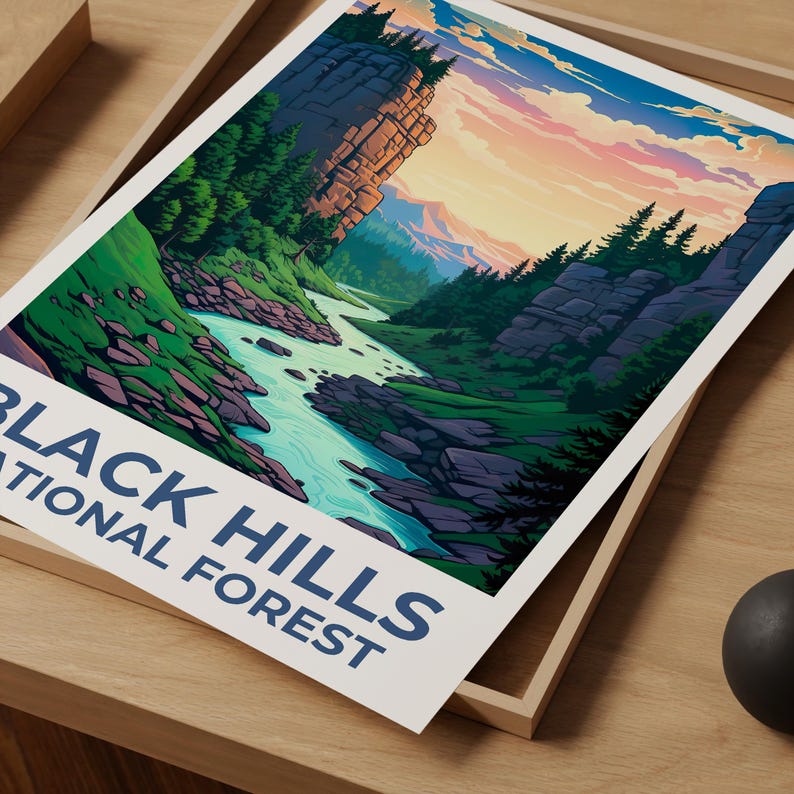 Black Hills National Forest Poster, South Dakota Travel Print, Forest Art, Black Hills Print, South Dakota Poster