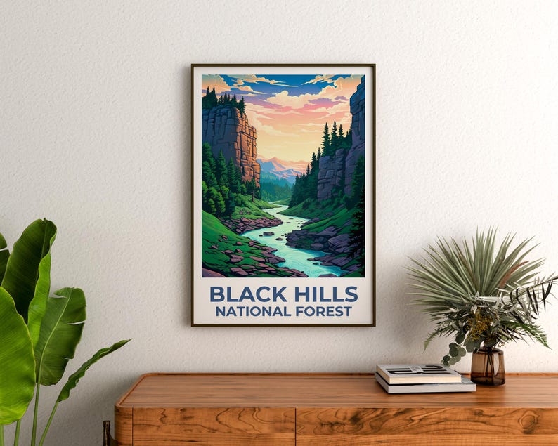 Black Hills National Forest Poster, South Dakota Travel Print, Forest Art, Black Hills Print, South Dakota Poster