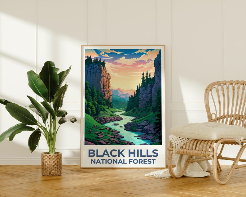 Black Hills National Forest Poster, South Dakota Travel Print, Forest Art, Black Hills Print, South Dakota Poster