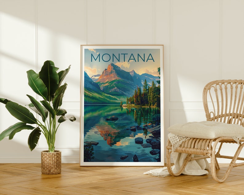 Montana Poster, Montana Print, Mountain Poster, Hiking Poster, Montana Gift, Forest Poster, Montana Art