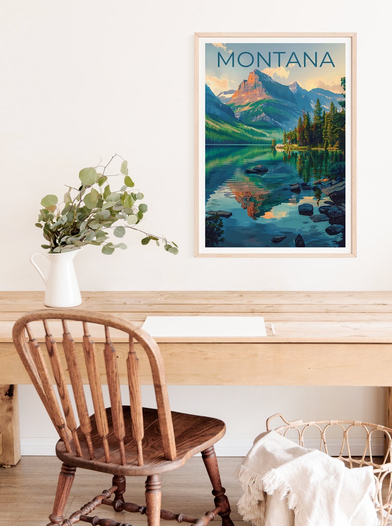 Montana Poster, Montana Print, Mountain Poster, Hiking Poster, Montana Gift, Forest Poster, Montana Art