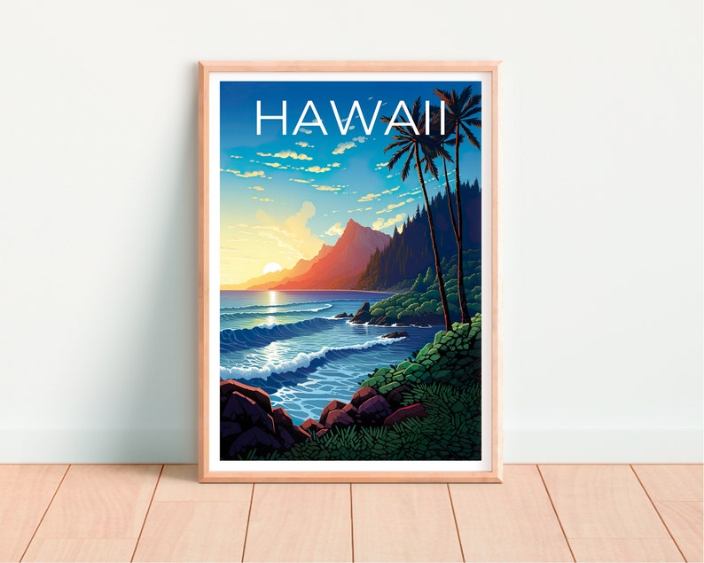 Hawaii Travel Poster, Island Wall Art, Island Print, Hawaii Poster, Island Poster, Nature Poster, Hawaii Print