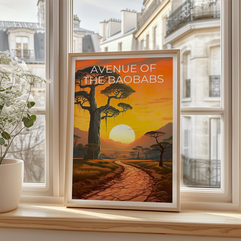 Avenue of the Baobabs Travel Print, Madagascar Poster, Giant Trees Wall Art, Madagascar Art, Home Decor, Birthday Gift