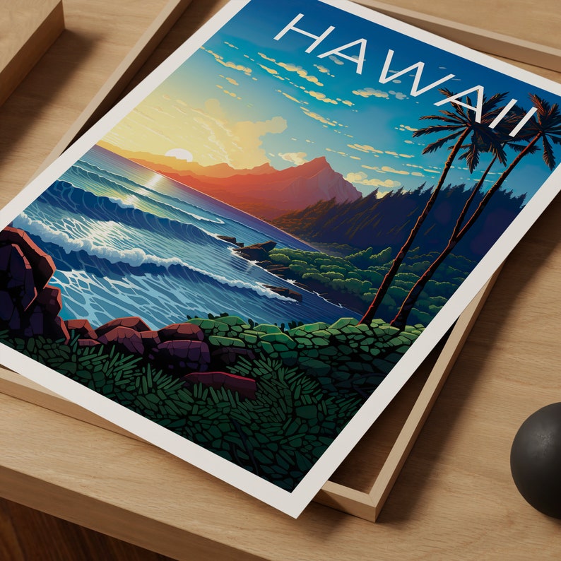 Hawaii Travel Poster, Island Wall Art, Island Print, Hawaii Poster, Island Poster, Nature Poster, Hawaii Print