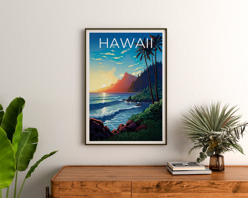 Hawaii Travel Poster, Island Wall Art, Island Print, Hawaii Poster, Island Poster, Nature Poster, Hawaii Print