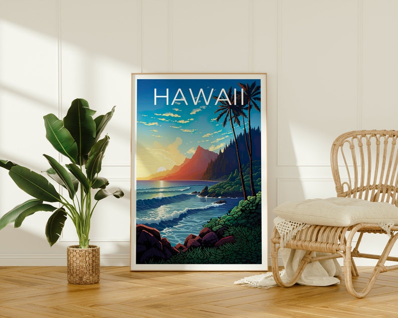 Hawaii Travel Poster, Island Wall Art, Island Print, Hawaii Poster, Island Poster, Nature Poster, Hawaii Print
