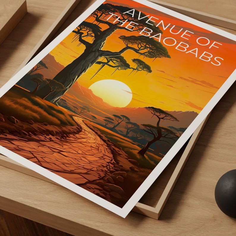 Avenue of the Baobabs Travel Print, Madagascar Poster, Giant Trees Wall Art, Madagascar Art, Home Decor, Birthday Gift