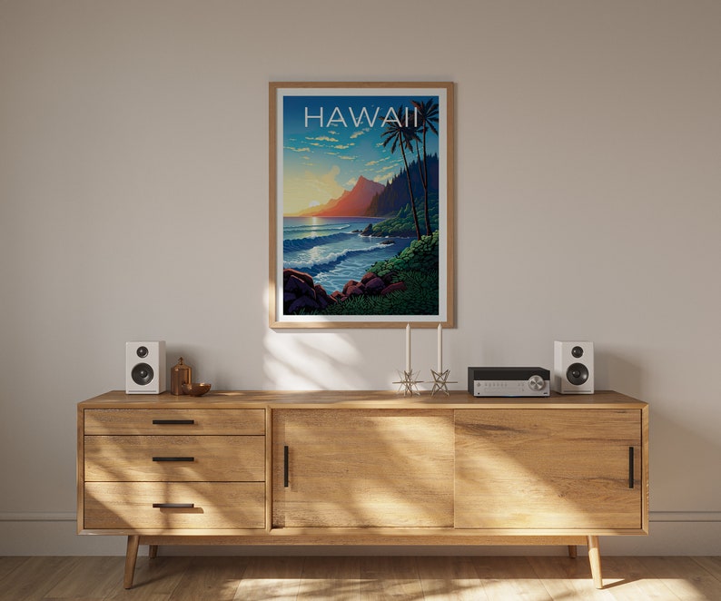 Hawaii Travel Poster, Island Wall Art, Island Print, Hawaii Poster, Island Poster, Nature Poster, Hawaii Print