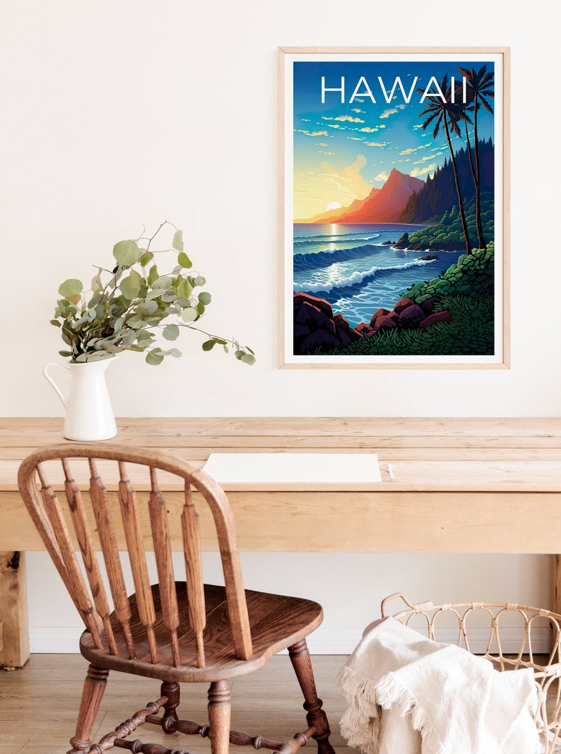 Hawaii Travel Poster, Island Wall Art, Island Print, Hawaii Poster, Island Poster, Nature Poster, Hawaii Print