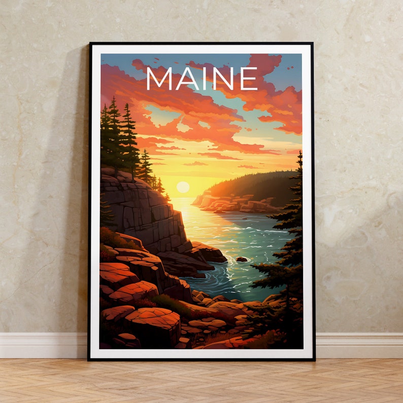Maine Poster, Maine Print, Coast Poster, Coast Print, Maine Travel Poster, Coast Art, Maine Art