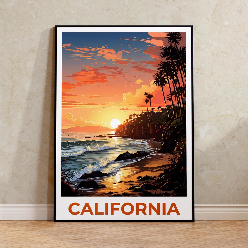 California Poster, SoCal Print, Coastal Art, California Illustration, Palm Trees Wall Art, Travel Poster, Home Decor, Birthday Gift
