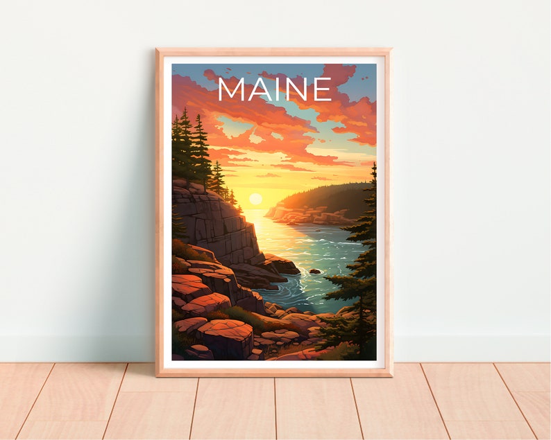 Maine Poster, Maine Print, Coast Poster, Coast Print, Maine Travel Poster, Coast Art, Maine Art