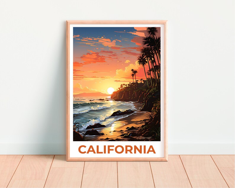 California Poster, SoCal Print, Coastal Art, California Illustration, Palm Trees Wall Art, Travel Poster, Home Decor, Birthday Gift