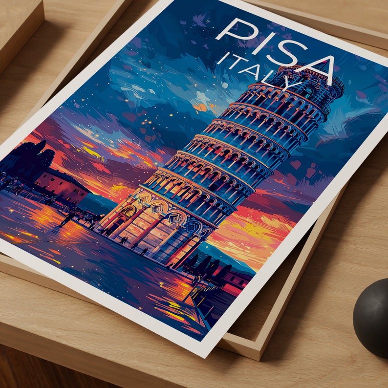 Leaning Tower of Pisa Poster, Italy Print, Italy Art, Tower of Pisa Print, Pisa Art, Tower of Pisa Art