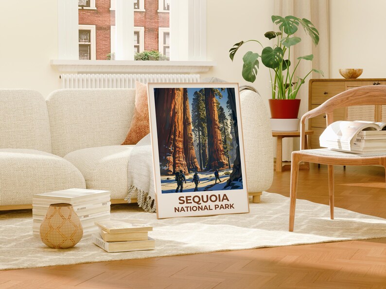 Sequoia National Park Poster, California Travel Print, Sequoia Wall Art, Giant Tree Illustration, Home Decor, Birthday Gift