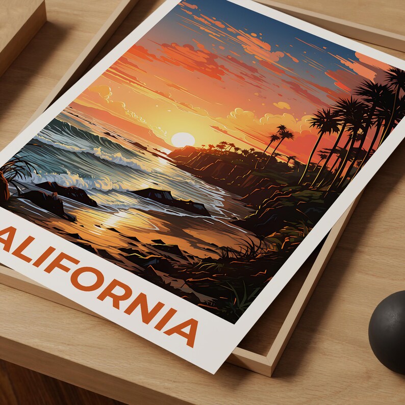 California Poster, SoCal Print, Coastal Art, California Illustration, Palm Trees Wall Art, Travel Poster, Home Decor, Birthday Gift