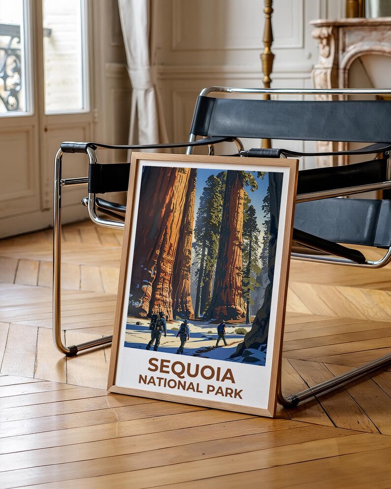 Sequoia National Park Poster, California Travel Print, Sequoia Wall Art, Giant Tree Illustration, Home Decor, Birthday Gift